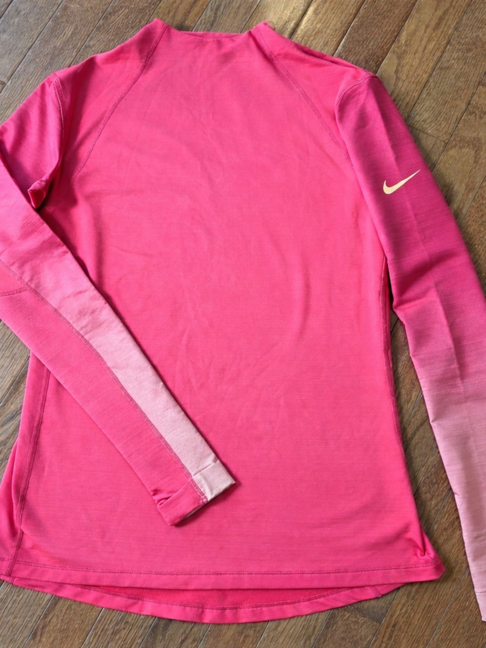 Nike Dri-FIT Orange Thermal Long Sleeve Athletic Top XL | Thumbholes Running